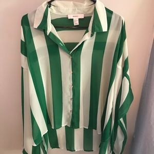 Green button down shirt